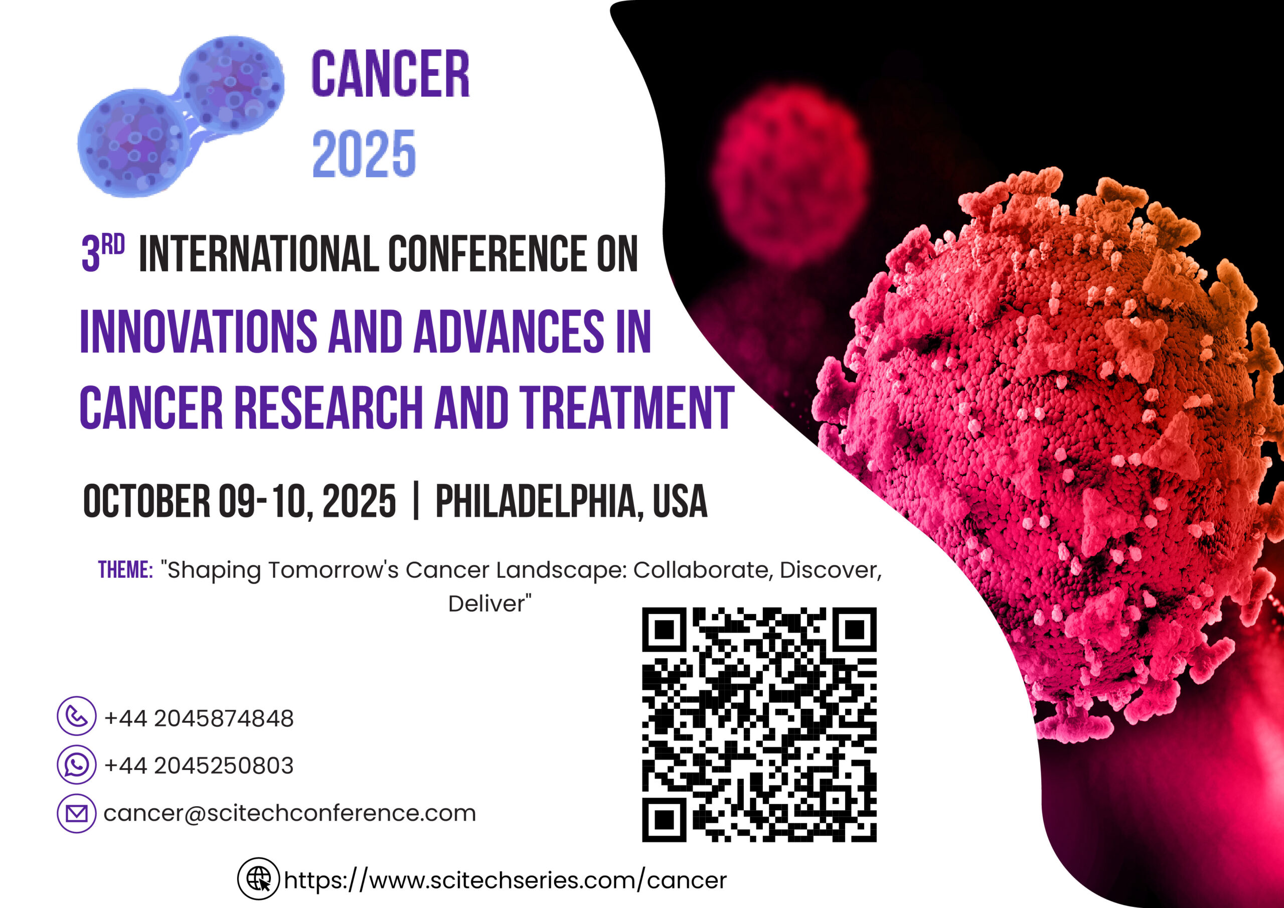 A poster for the international conference on innovations and advances in cancer research and treatment.